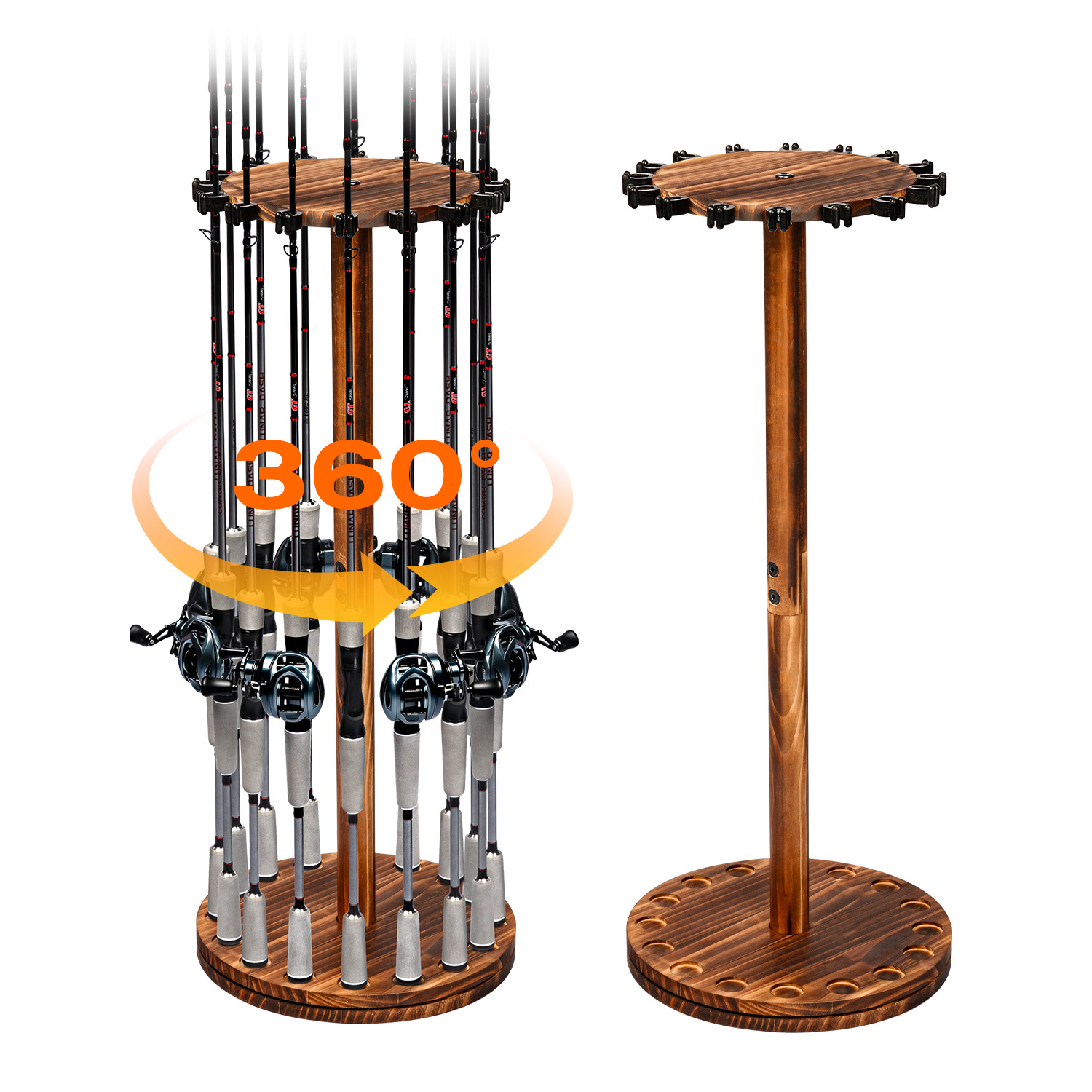 Ronde verkoold houten hengelho - Fishing Equipment Holder recensie en prijs
